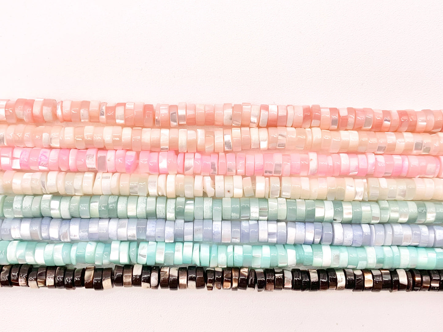 5-6mm Natural Trocas/Trochidae Shell Heishi Beads Mosaic Disc Shape Beads Around 15" Available in 8 Colors