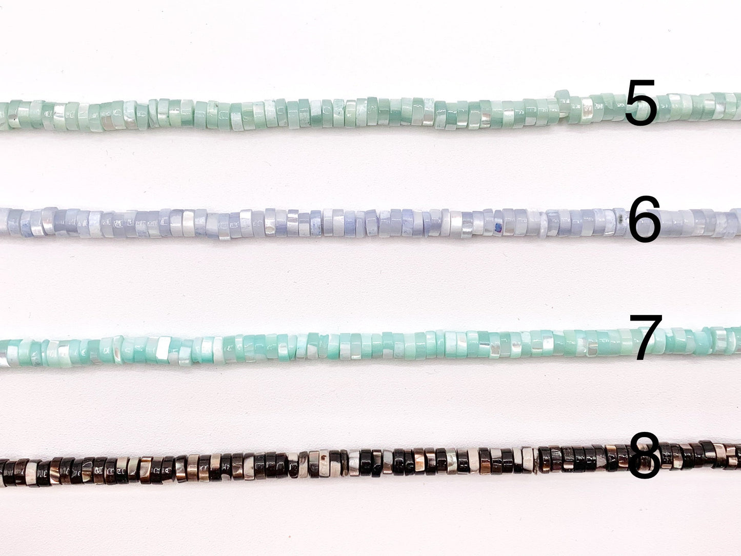 5-6mm Natural Trocas/Trochidae Shell Heishi Beads Mosaic Disc Shape Beads Around 15" Available in 8 Colors