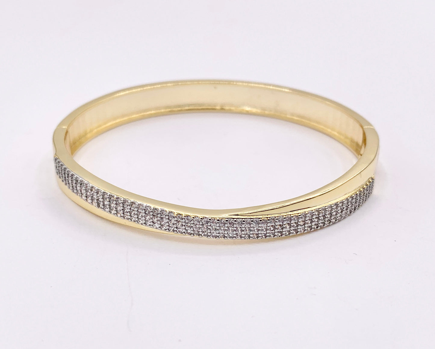 2 Tone Minimalist Wrap Bangle in Gold/Silver Plated over Brass 6.5" 1 PC