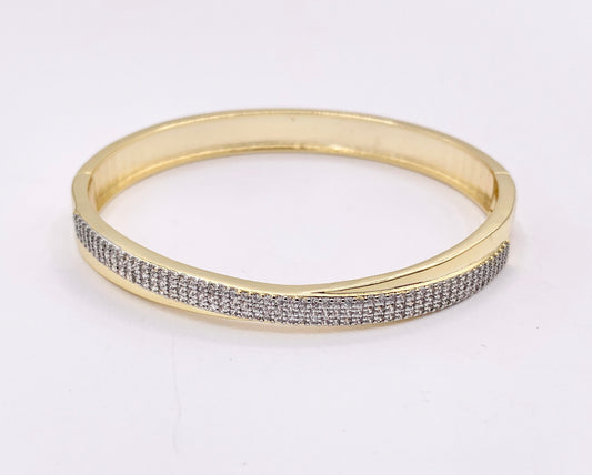 2 Tone Minimalist Wrap Bangle in Gold/Silver Plated over Brass 6.5" 1 PC