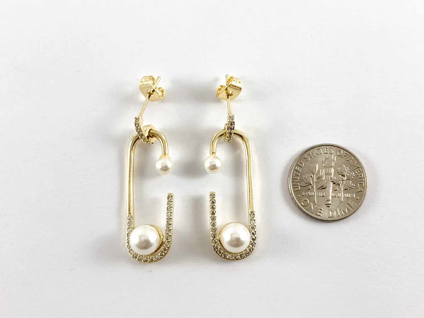 Real 18K Gold Plated CZ Pave Mother of Pearl Earring Over Copper 3pairs