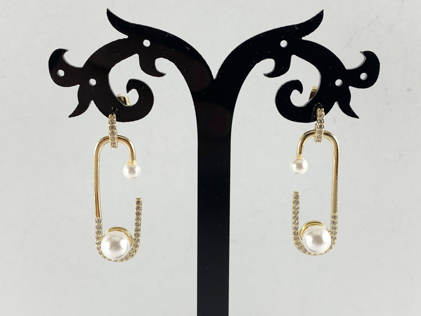 Real 18K Gold Plated CZ Pave Mother of Pearl Earring Over Copper 3pairs