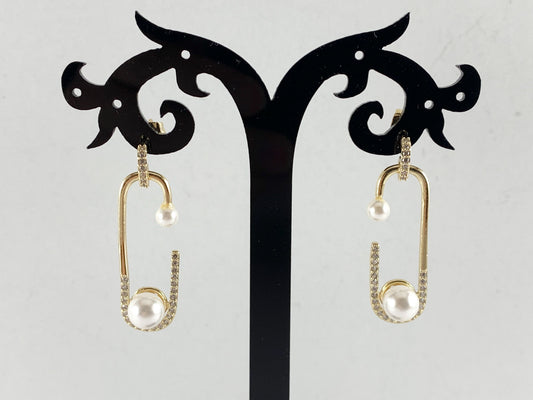 Real 18K Gold Plated CZ Pave Mother of Pearl Earring Over Copper 3pairs