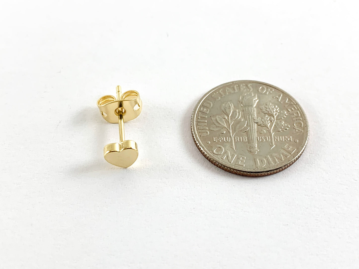Real 18K Gold and Silver Plated Heart Earring Stud Component Over Copper 5 pairs