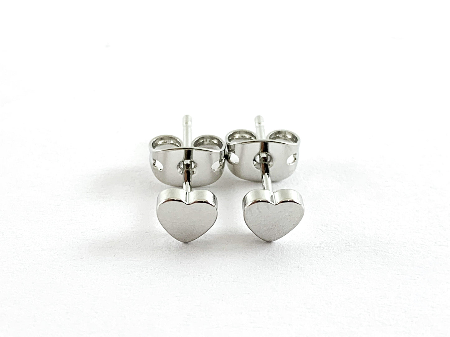 Real 18K Gold and Silver Plated Heart Earring Stud Component Over Copper 5 pairs