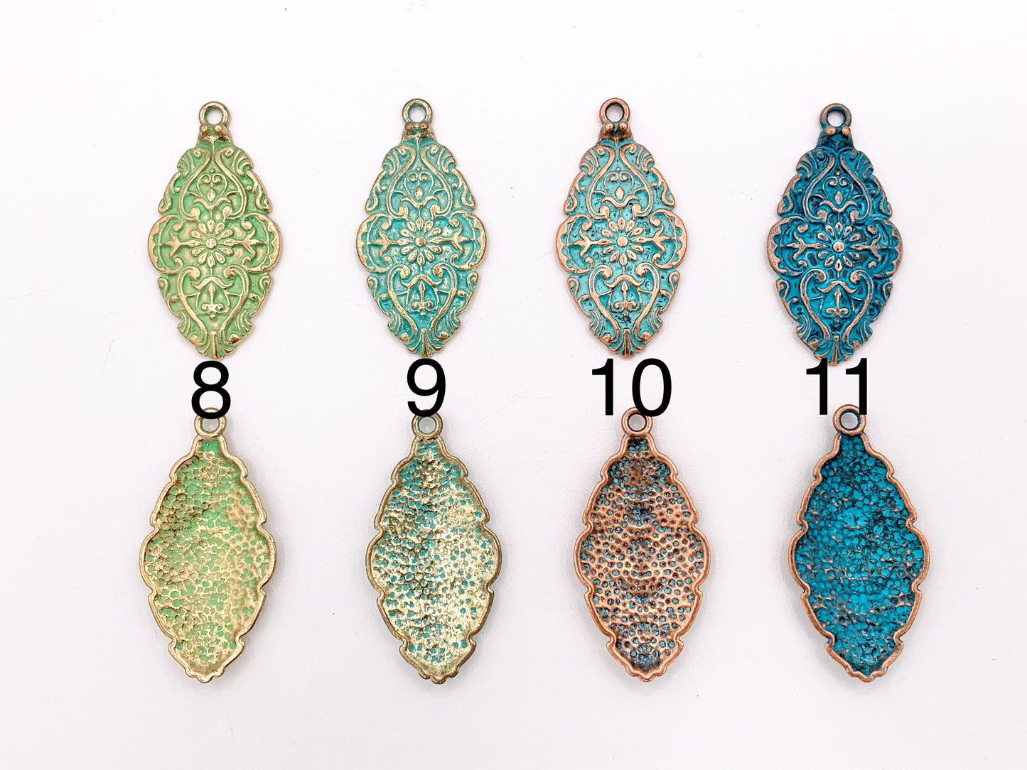 28x56mm Pewter Flower Carved Shield Pendants Beautiful Antique Looking Oval Pendant in 11 Colors