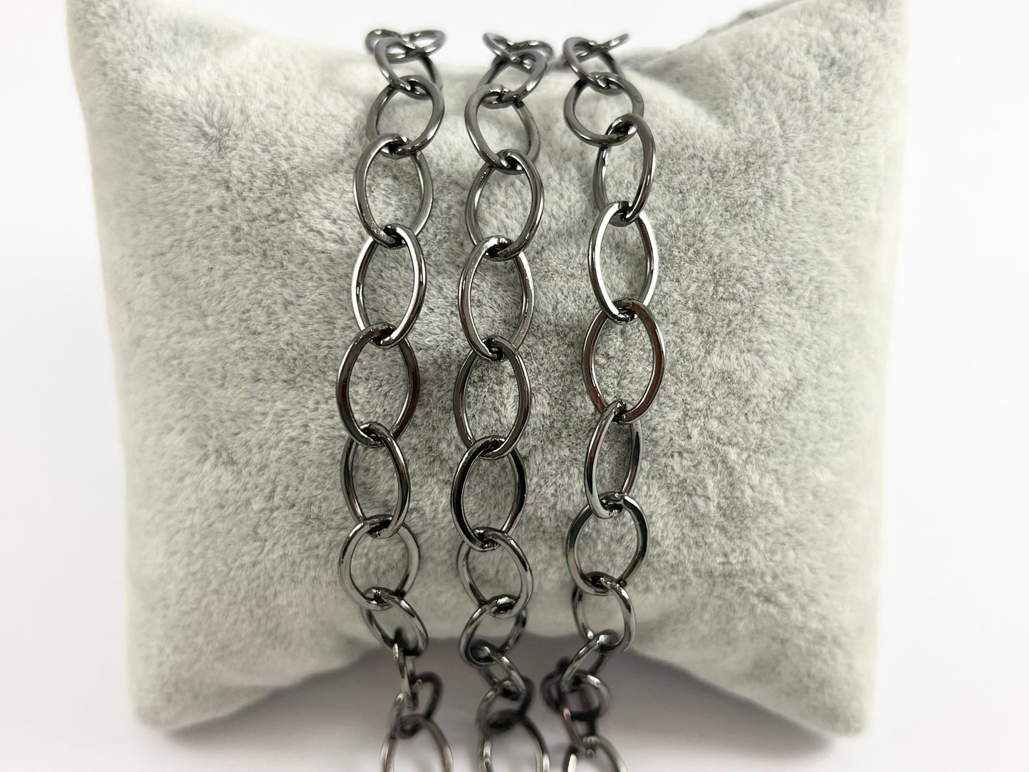 Real Gold Plated Copper Flat Oval Chain By The Yard in Gold, Silver, Gunmetal, Matte Gunmetal and Matte Gold Color