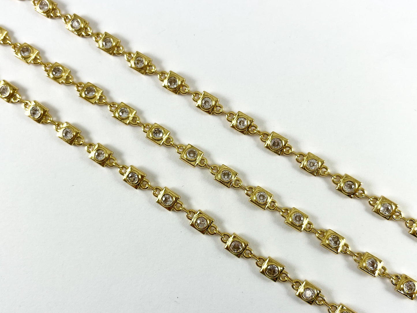 18K Gold Plated Brass Square CZ Luxury Chain By The Foot for Necklace and Bracelet Making