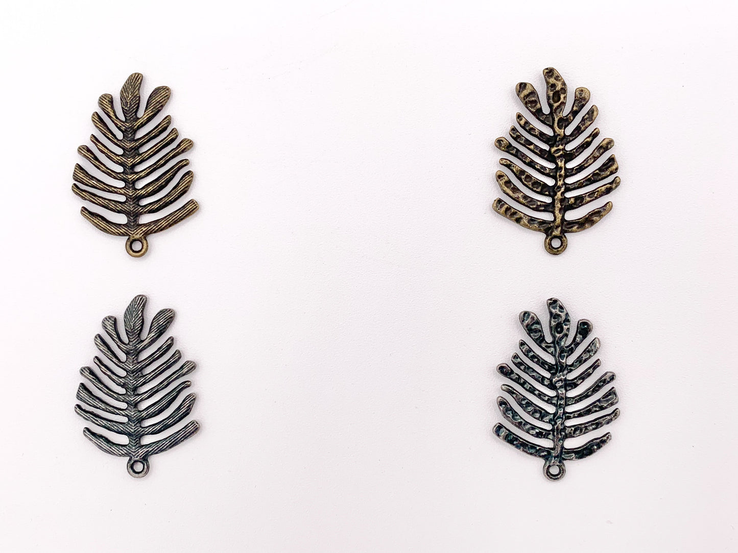 25x37mm Pewter Oak Leaf Pendants Double Sided 2 Styles in 1 Leaf Charms Bulk Order in Matte Gold, Gold, Silver, Brass, Gunmetal and Patina
