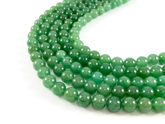 Grade AAA High Quality Natural Green Aventurine Round Smooth Shiny Natural Gemstone Beads 4mm 6mm 8mm 10mm 12mm Around 15"-16"