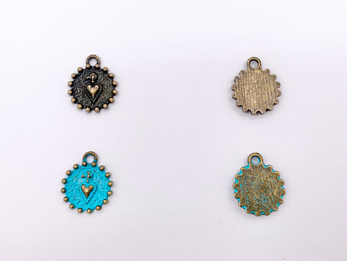15mm Pewter Heart Coin Charms Valentine's Day Heart Pendants in Matte Gold, Gold, Silver, Bronze and Patina Color 20 PCS