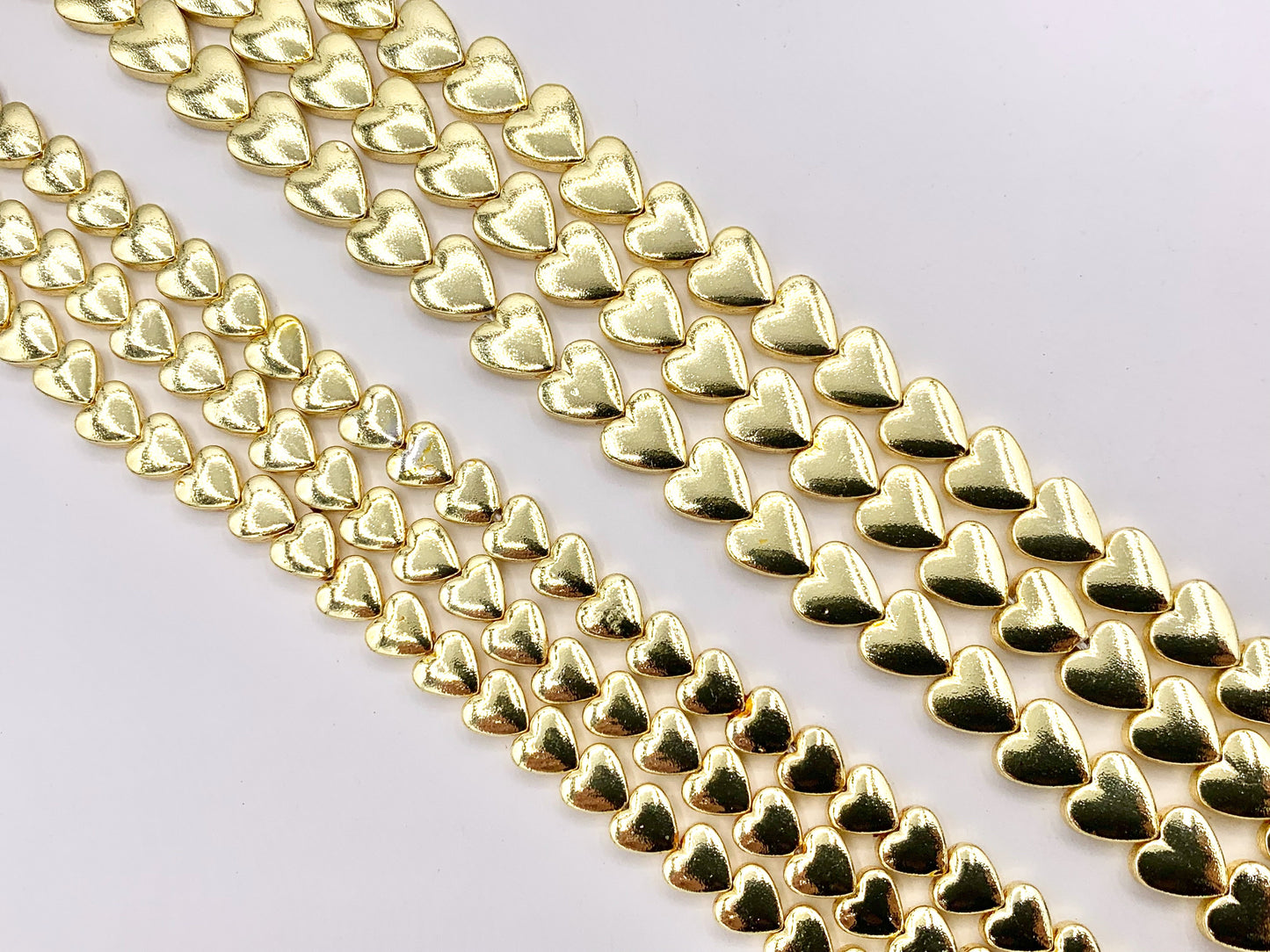 6mm 8mm Hematite Puffy Heart Beads | 18K Gold Plated Beads | Space Beads for Jewelry Making | Valentine's Day Jewelry Ideas | Around 16"
