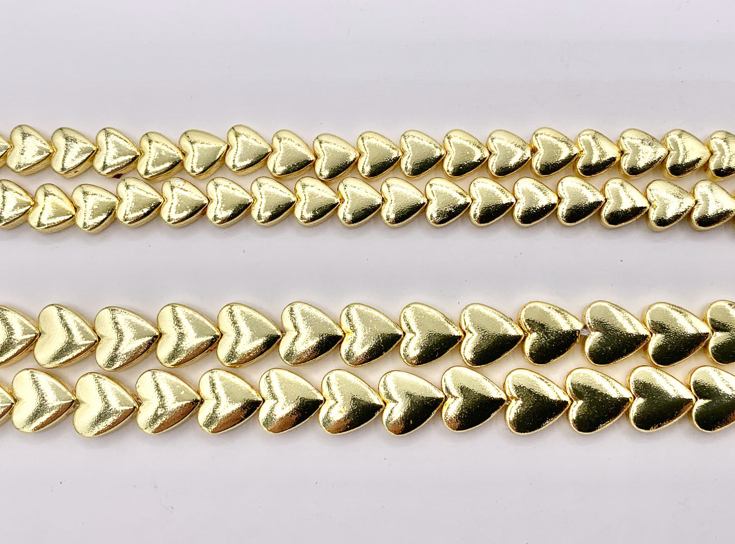 6mm 8mm Hematite Puffy Heart Beads | 18K Gold Plated Beads | Space Beads for Jewelry Making | Valentine's Day Jewelry Ideas | Around 16"