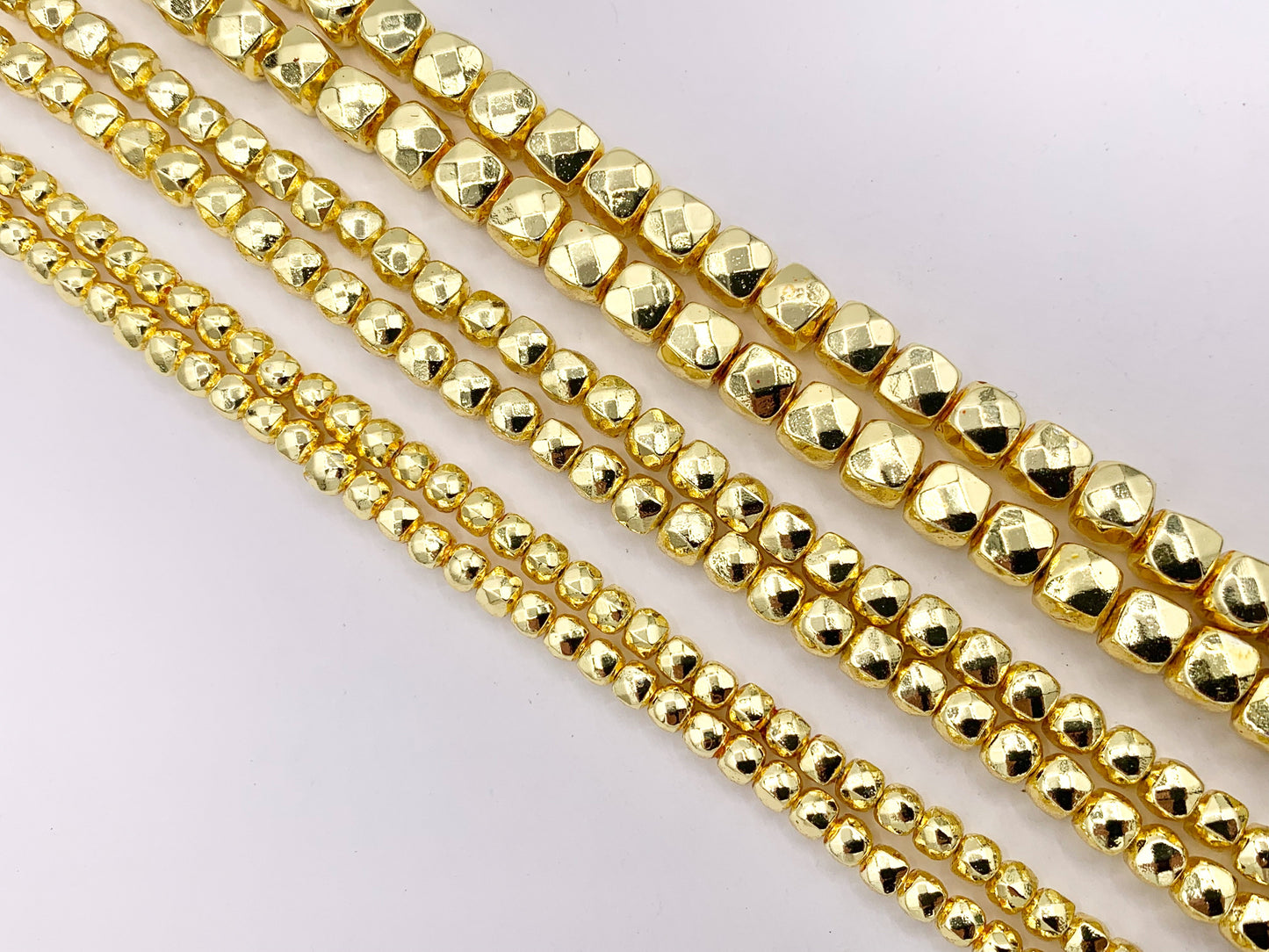 Hematite Faceted Cube Shiny Spacer Beads | Real 18K Gold Plated Stone Beads 4mm 5mm 6mm Around 15"