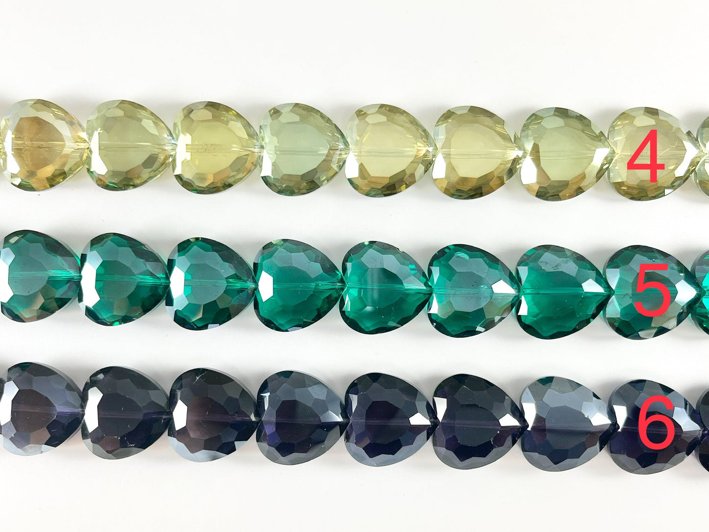 22mm Puffy Heart Shiny Faceted Crystal Dyed Glass Beads 6 Colors Available Around 11"