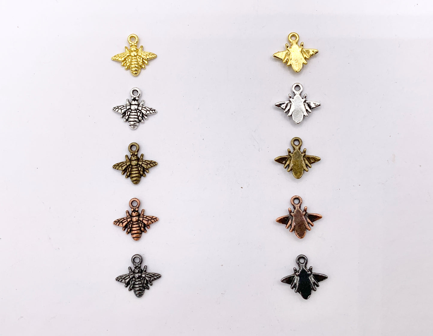 11x10mm Pewter Cute Tiny One Sided Bumble Bee Charm | Available in Bronze, Gold, Silver, Copper, Gunmetal