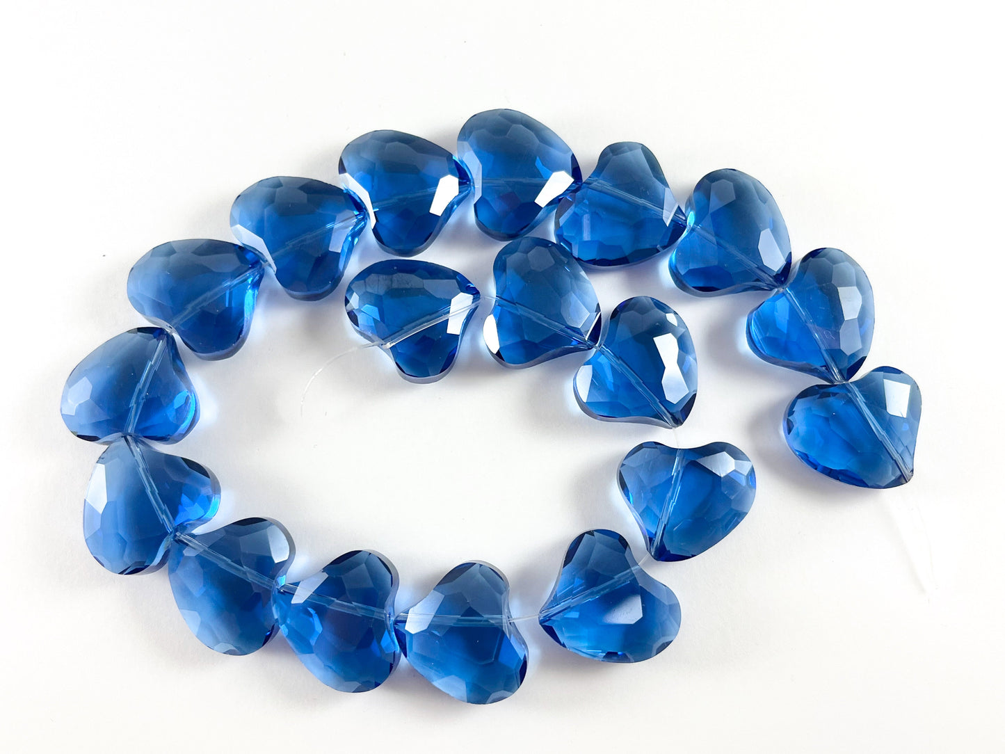 22mm Abstract Heart Shiny Faceted Crystal Dyed Glass Beads 6 Colors Available Around 11"