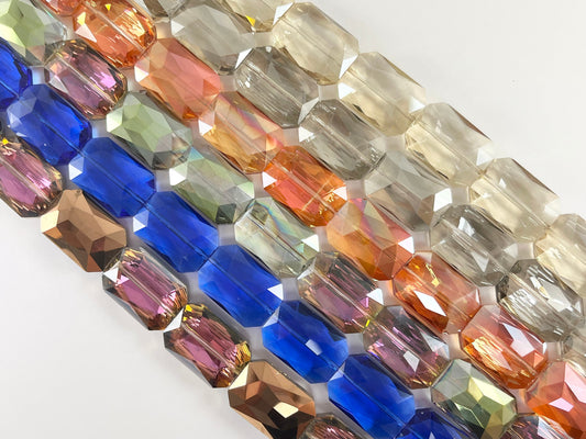 Faceted Shiny 18x26mm Dyed Glass Rectangle Crystal Strands (23 Colors Available!!) Around 11-12"