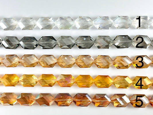 Faceted Shiny 17x25mm Dyed Glass Hexagon Crystal Strands (17 Colors Available!!) Around 12"