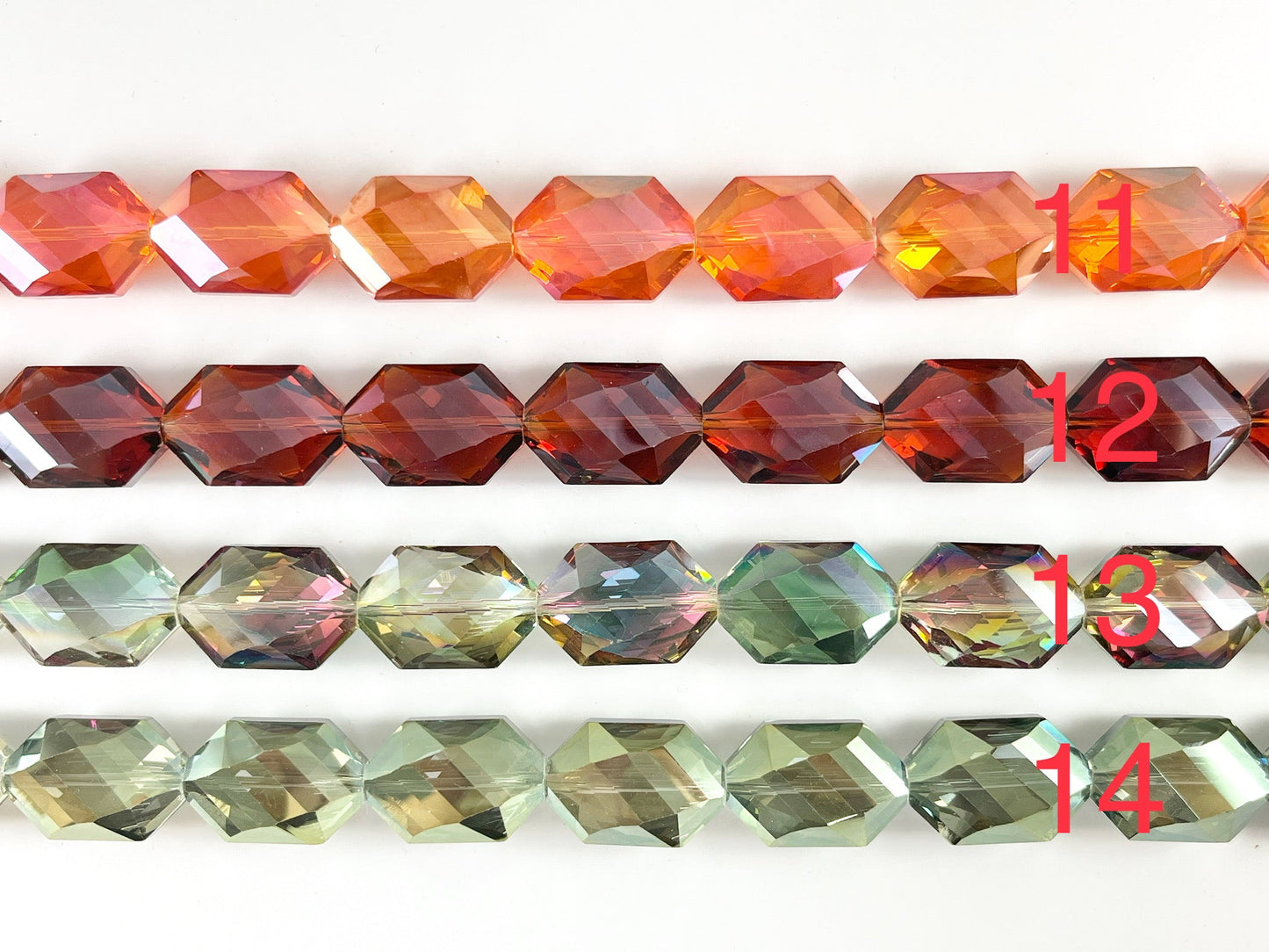 Faceted Shiny 17x25mm Dyed Glass Hexagon Crystal Strands (17 Colors Available!!) Around 12"