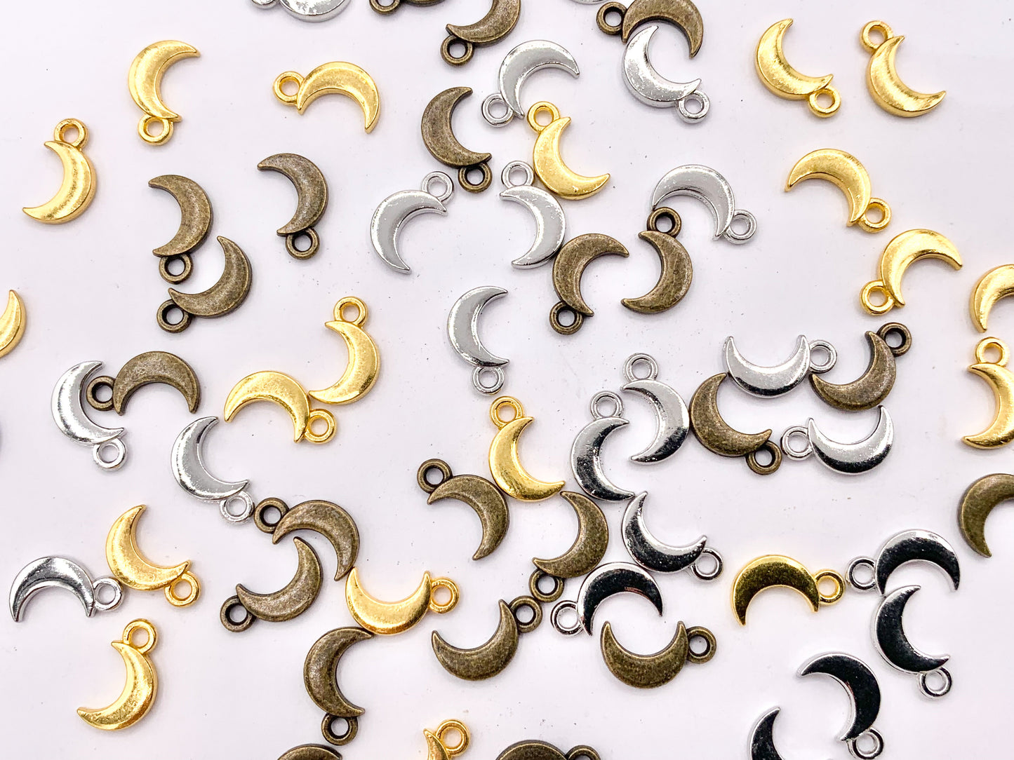 5x10mm Pewter Cute Tiny Moon Crescent Charm in Gold, Silver and Brass 125g
