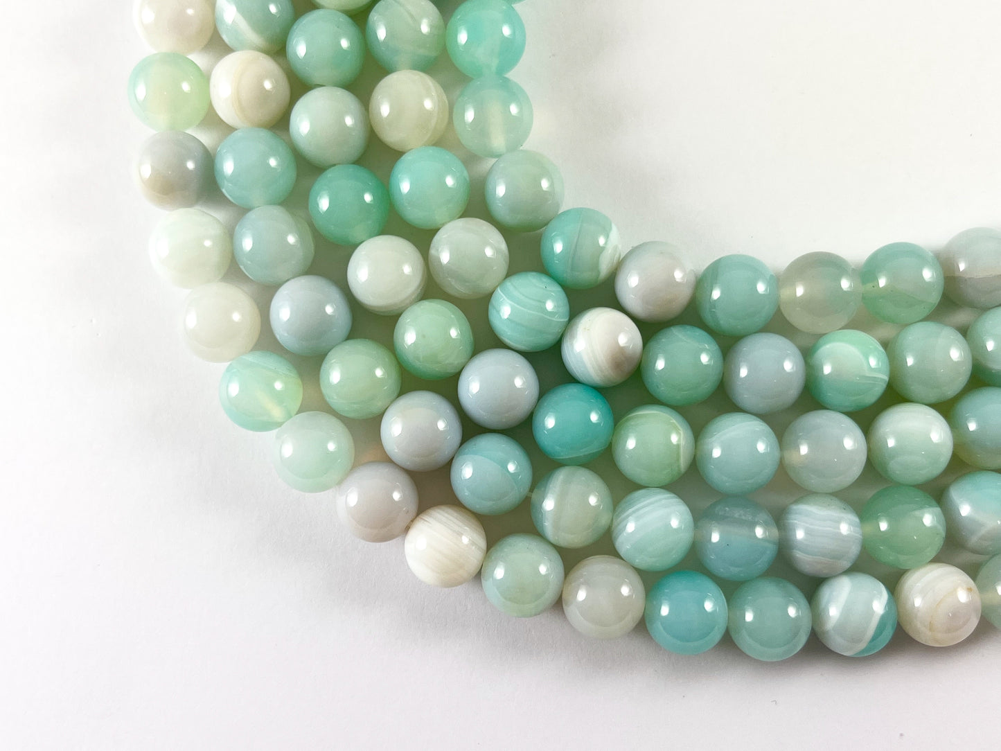 High Quality Light Blue Color Sardonyx Dyed Agate Round Smooth Natural Stone Beads Beads 6mm 8mm 10mm 12mm 14mm Around 14-15"