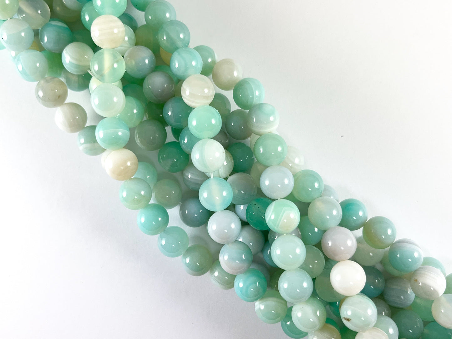 High Quality Light Blue Color Sardonyx Dyed Agate Round Smooth Natural Stone Beads Beads 6mm 8mm 10mm 12mm 14mm Around 14-15"