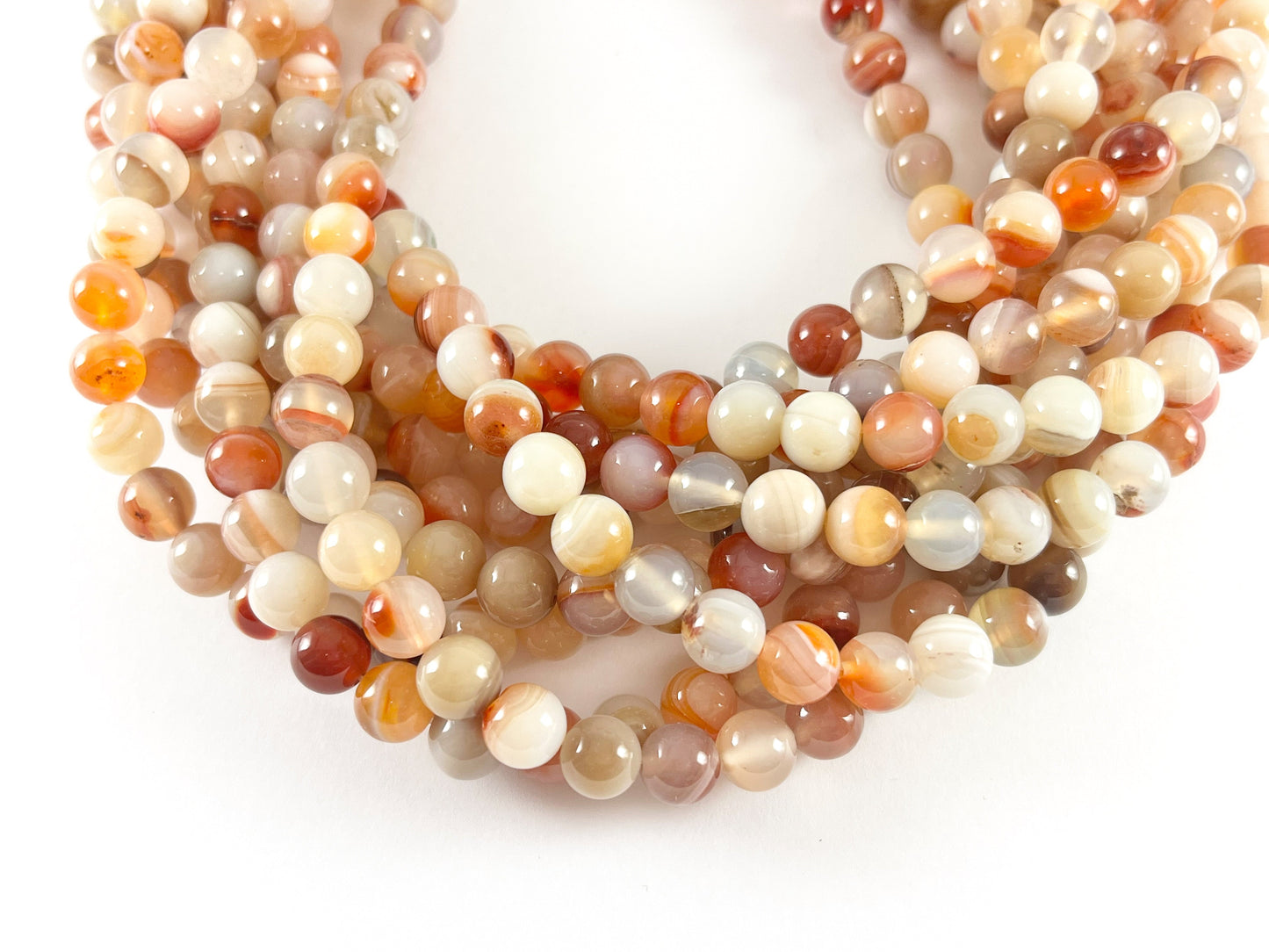 High Quality Bright Orange Color Sardonyx Dyed Agate Round Smooth Natural Stone Beads Beads 6mm 8mm 10mm 12mm 14mm Around 14-15"
