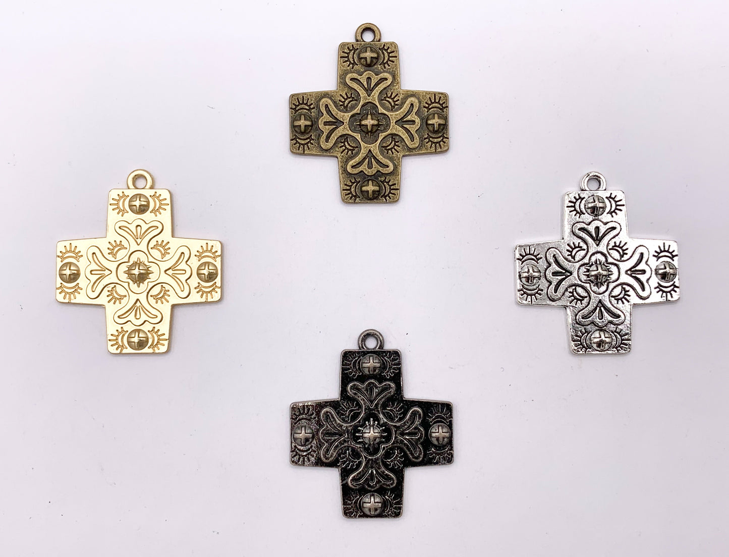28mm Pewter Greek Cross Charms Large Cross Pendants in Matte Gold, Silver, Bronze, Gunmetal Color
