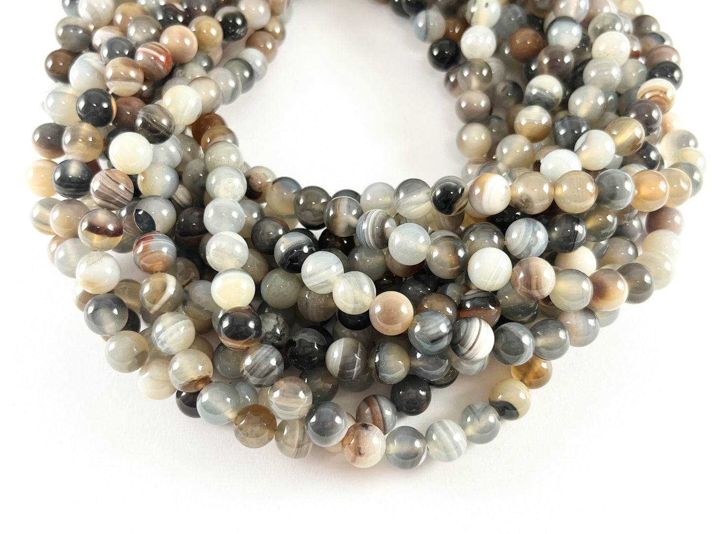 High Quality Brown Color Sardonyx Dyed Agate Round Smooth Natural Stone Beads 8mm 10mm Around 14-15"