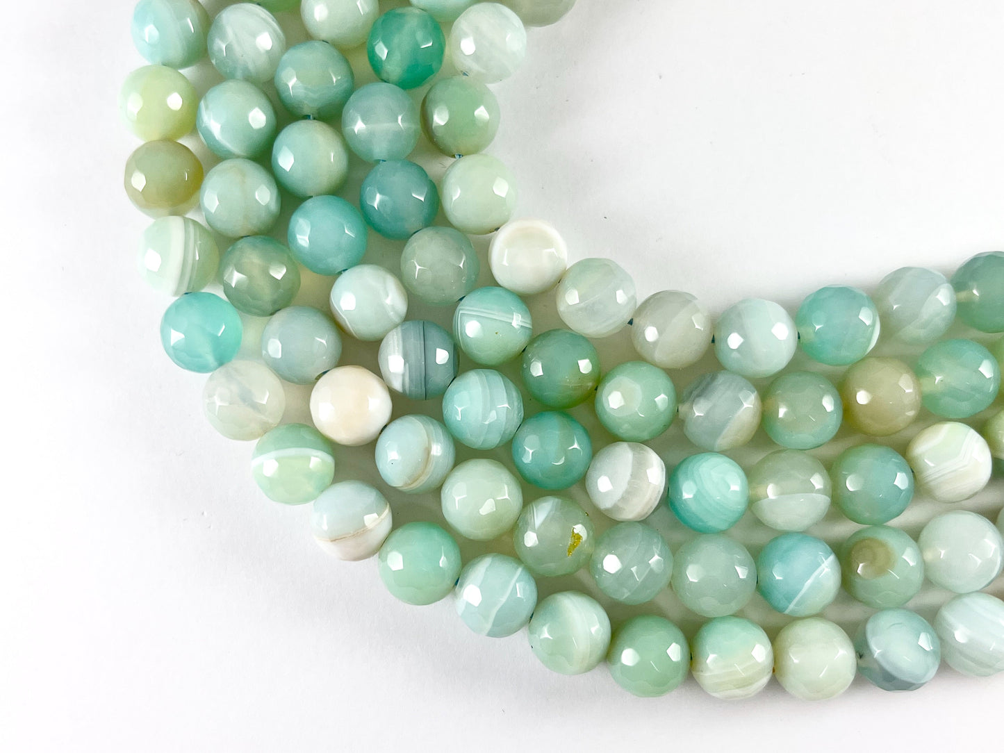High Quality Light Blue Color Sardonyx Dyed Agate Round Faceted Natural Stone Beads Beads 4mm 6mm 8mm 10mm 12mm Around 14-15"