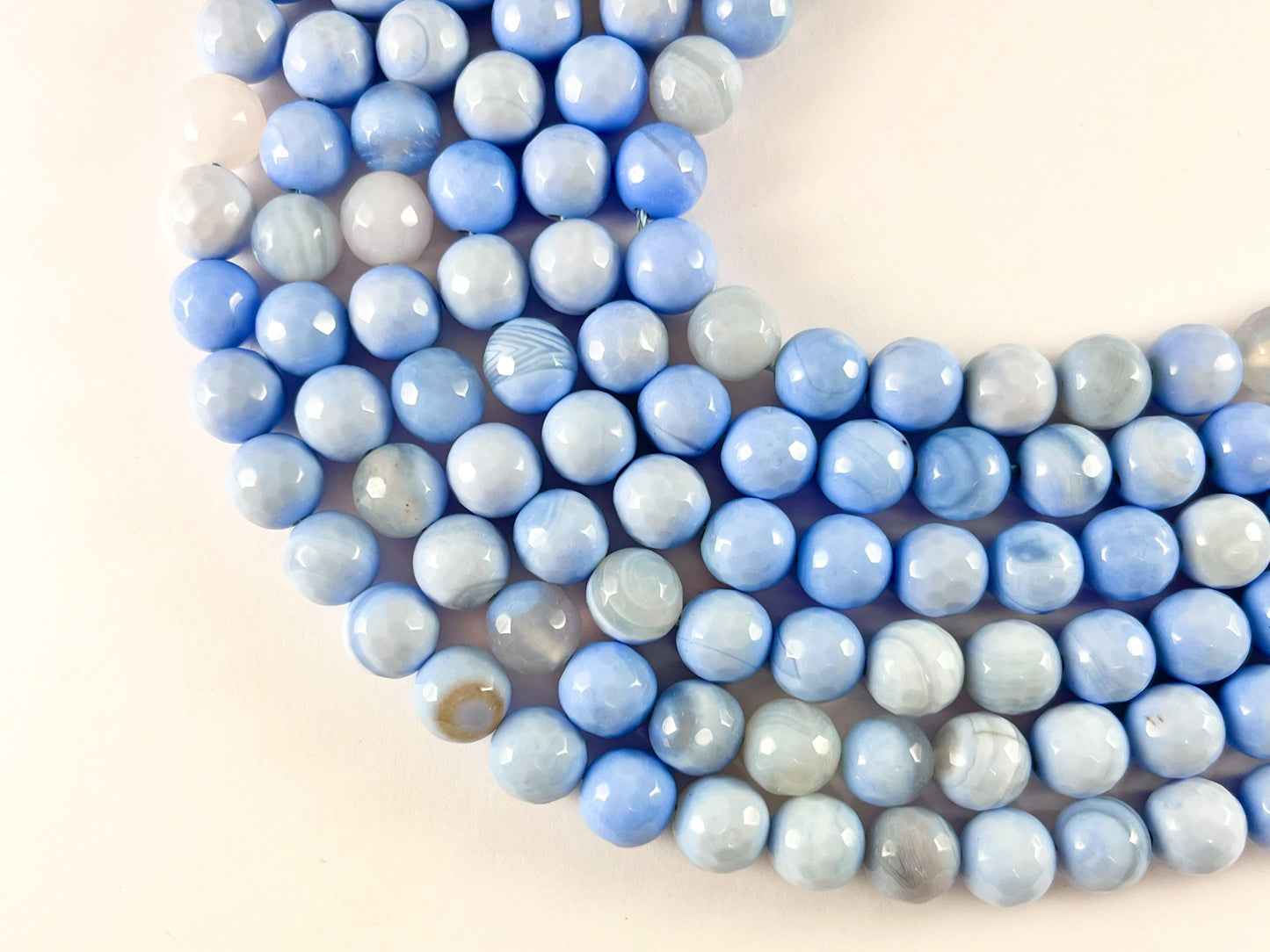 High Quality Pastel Blue Color Sardonyx Dyed Agate Round Faceted Natural Stone Beads Beads 4mm 6mm 8mm 10mm 12mm 14mm Around 14-15"