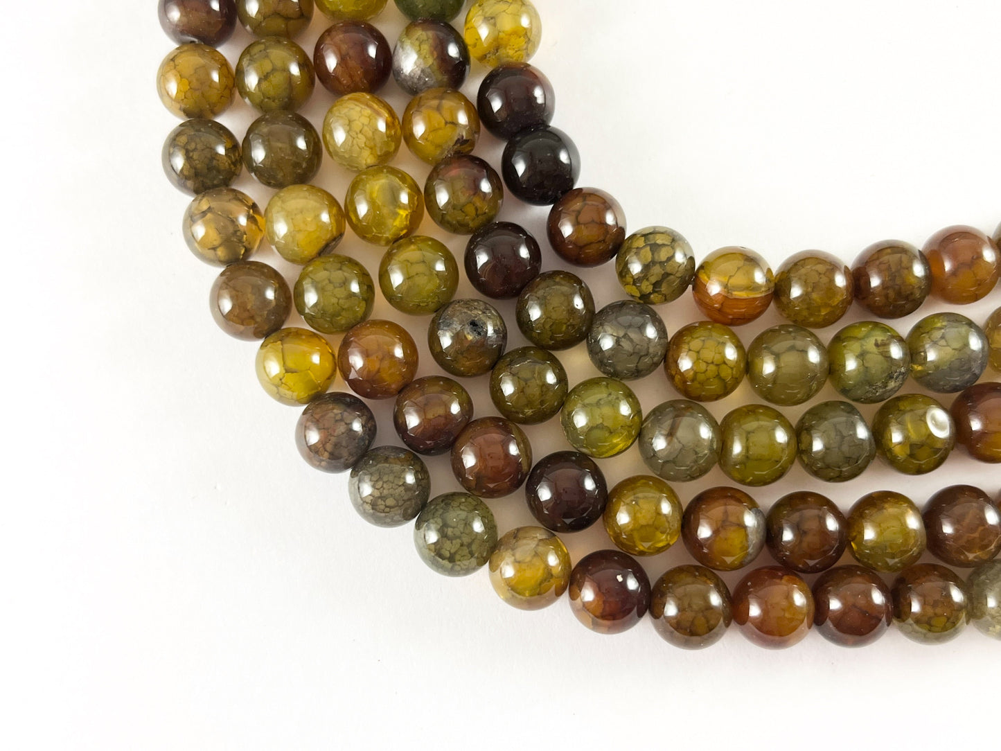 High Quality Greenish Brown Color Dyed Agate Round Smooth Natural Stone Beads 4mm 6mm 8mm 10mm 12mm 14mm Around 14-15"