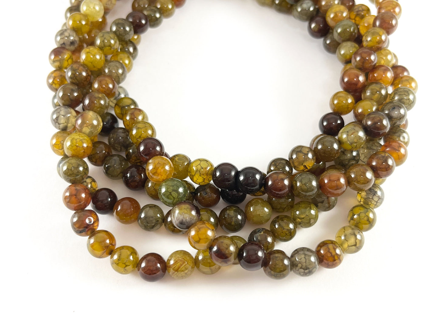 High Quality Greenish Brown Color Dyed Agate Round Smooth Natural Stone Beads 4mm 6mm 8mm 10mm 12mm 14mm Around 14-15"