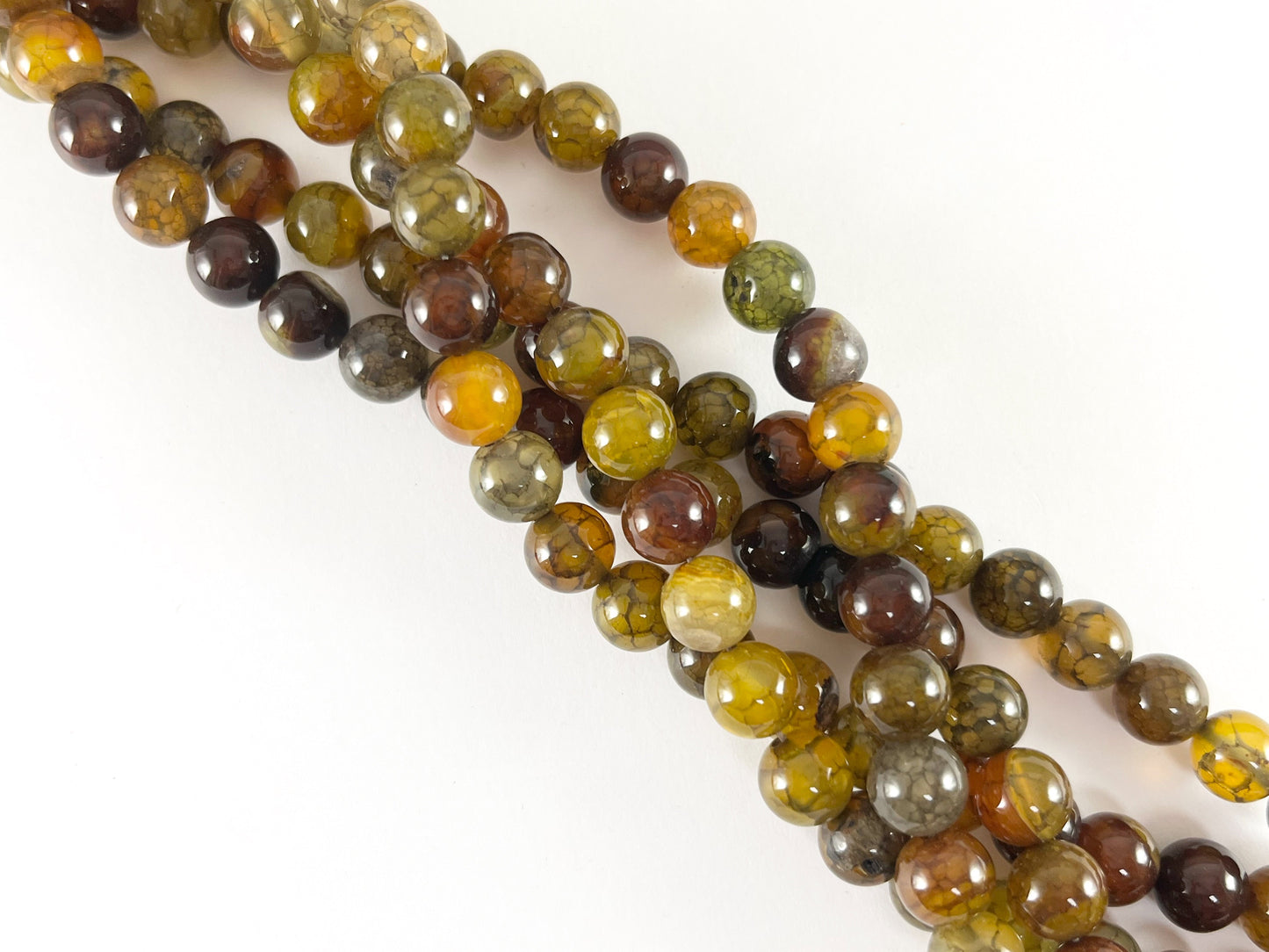 High Quality Greenish Brown Color Dyed Agate Round Smooth Natural Stone Beads 4mm 6mm 8mm 10mm 12mm 14mm Around 14-15"
