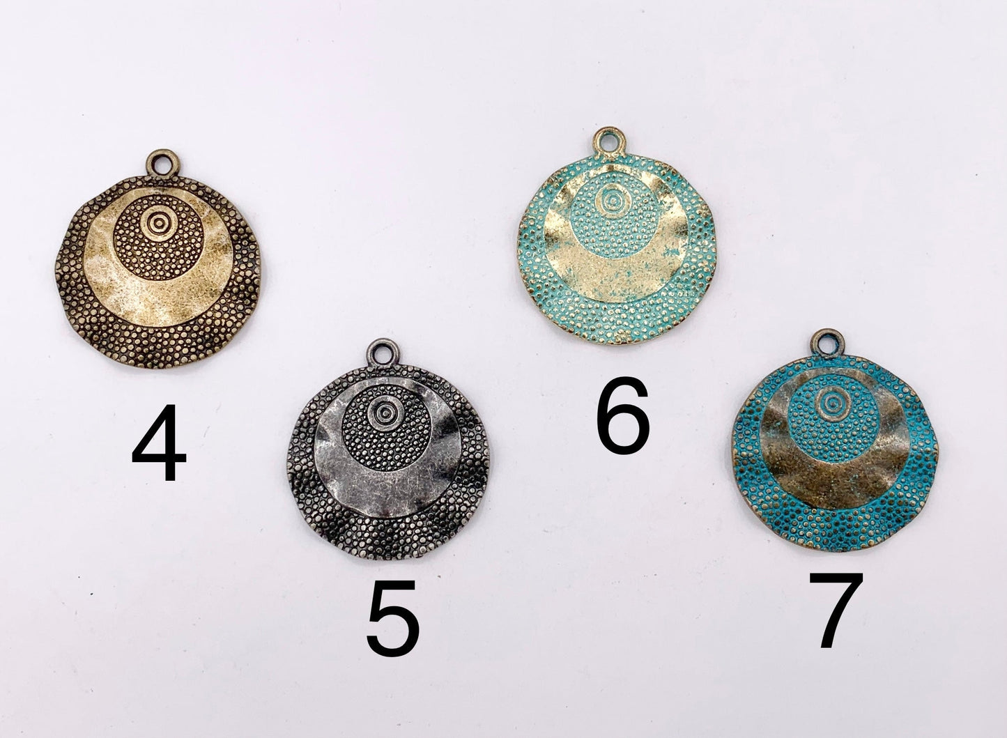26mm Pewter Wavy Hammered Coin Charms Cute Swirl Coin Pendants in Light Gold, Gold, Silver, Bronze, Gunmetal and Blue Patina Color