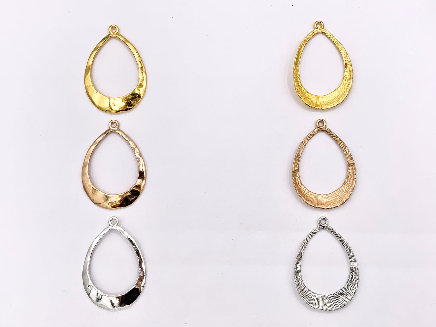 34x50mm Pewter Large Center Cut Out Teardrop Pendants in Gold, Silver, Bronze, Copper and Gunmetal Color