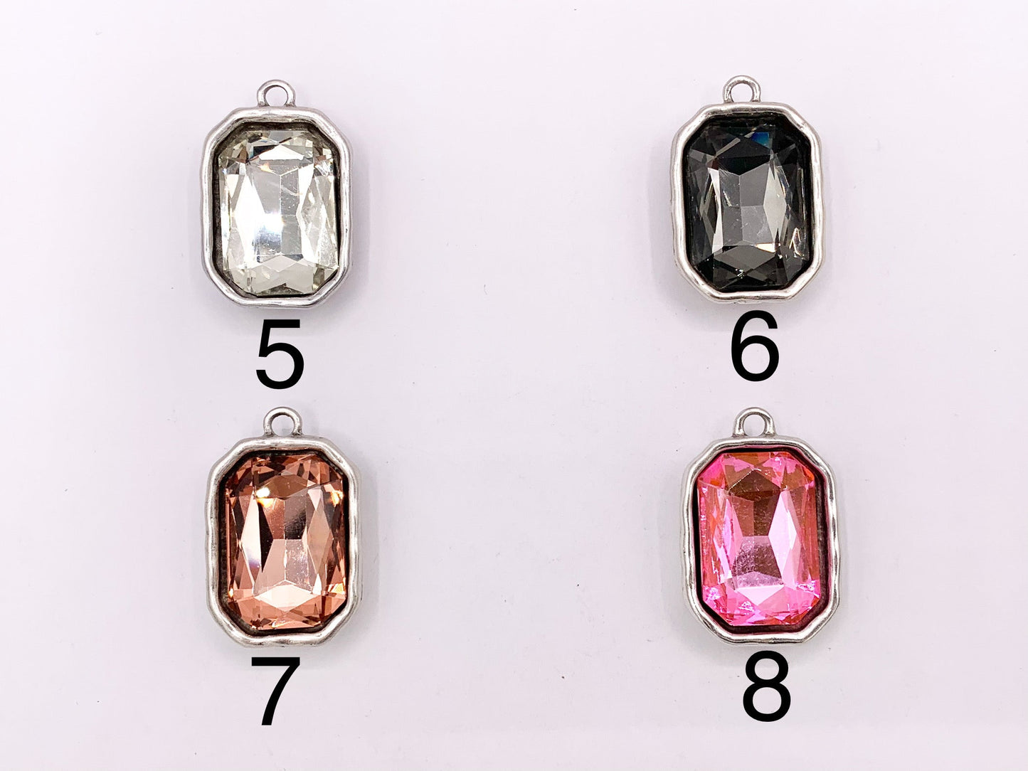 24x36mm Pewter Large Soldered Crystal Rectangle Silver And Bronze Pendant Available in 12 Colors 5 PCS