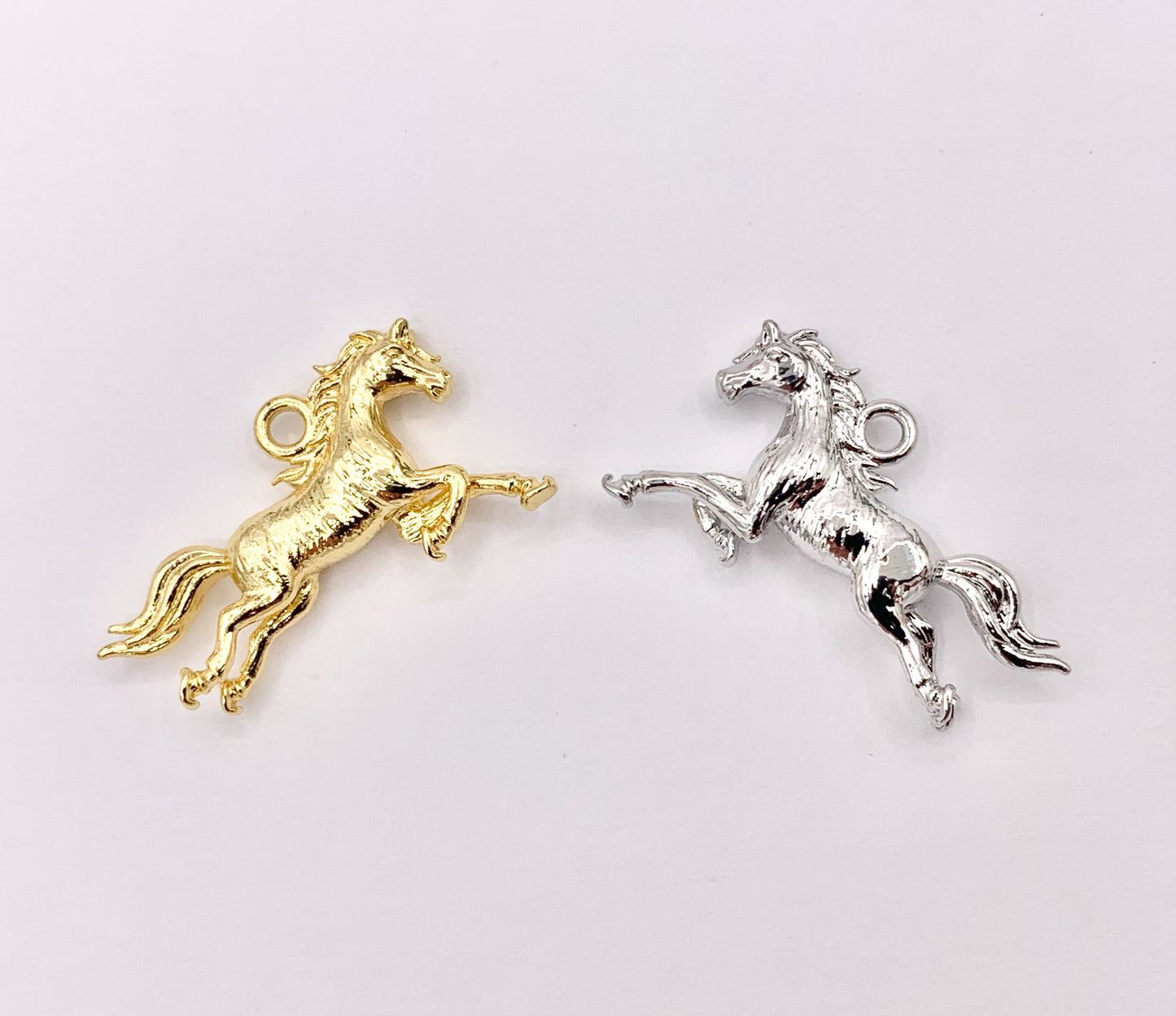 Detailed 3D Horse Charm in Real 18K Gold/Silver Plated Over Copper 10 PCS
