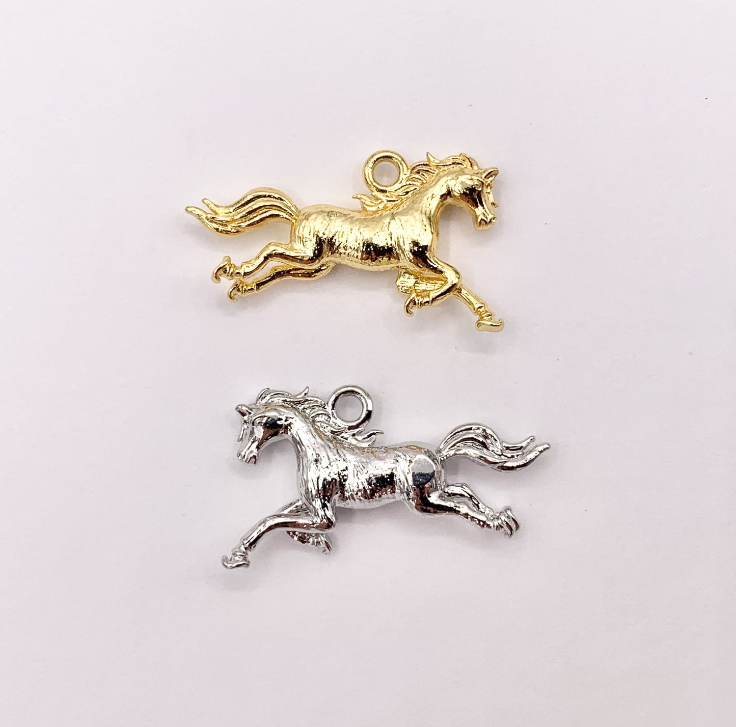 Detailed 3D Horse Charm in Real 18K Gold/Silver Plated Over Copper 10 PCS
