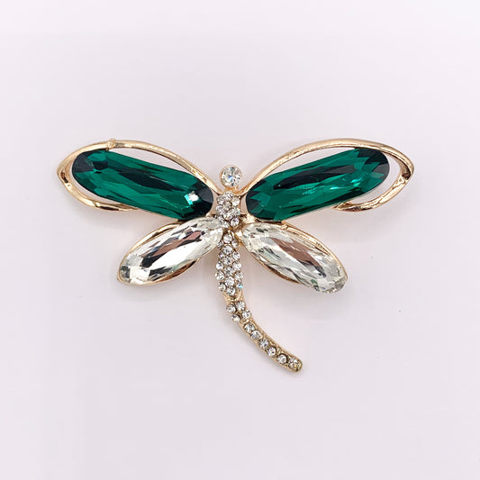 Large Green Dragonfly Rhinestone Pendant with Crystals Summer Spring Jewelry 1pc