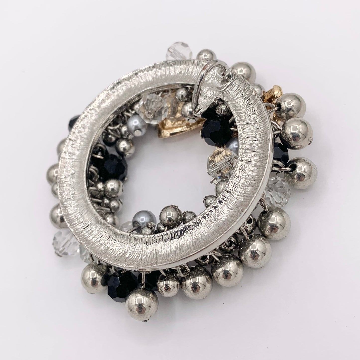 Dangle Beaded Christmas Wreath Holiday Decoration Silver Pendant With Crystals 1PC