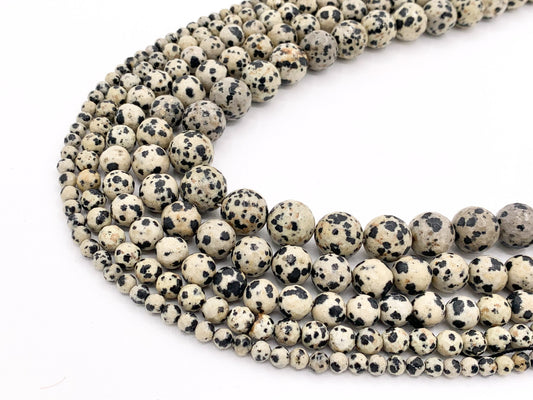 Dalmatian Jasper Round Faceted Natural Stone Beads 4mm 6mm 8mm 10mm 12mm 14mm 14"-15"
