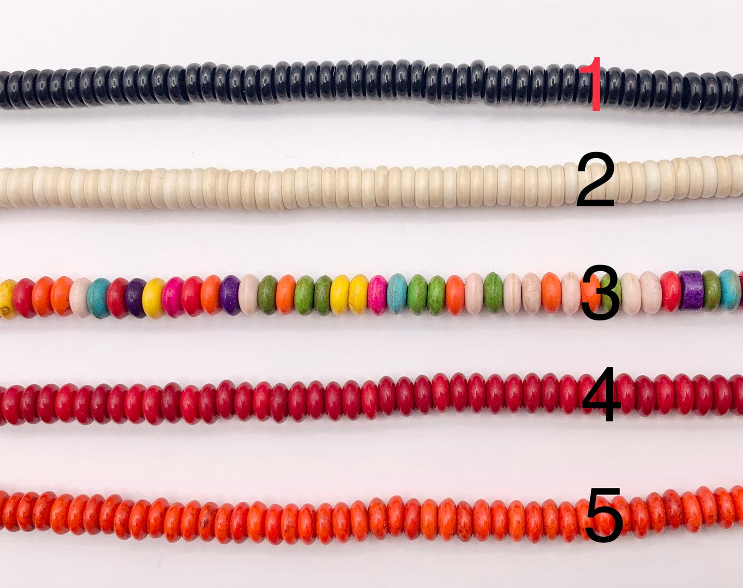 2x6mm Howlite Rondelle Beads White, Red, Turquoise, Multicolor, Green, Red, Dark Blue, Purple And More Around 15" Price 1 Strand