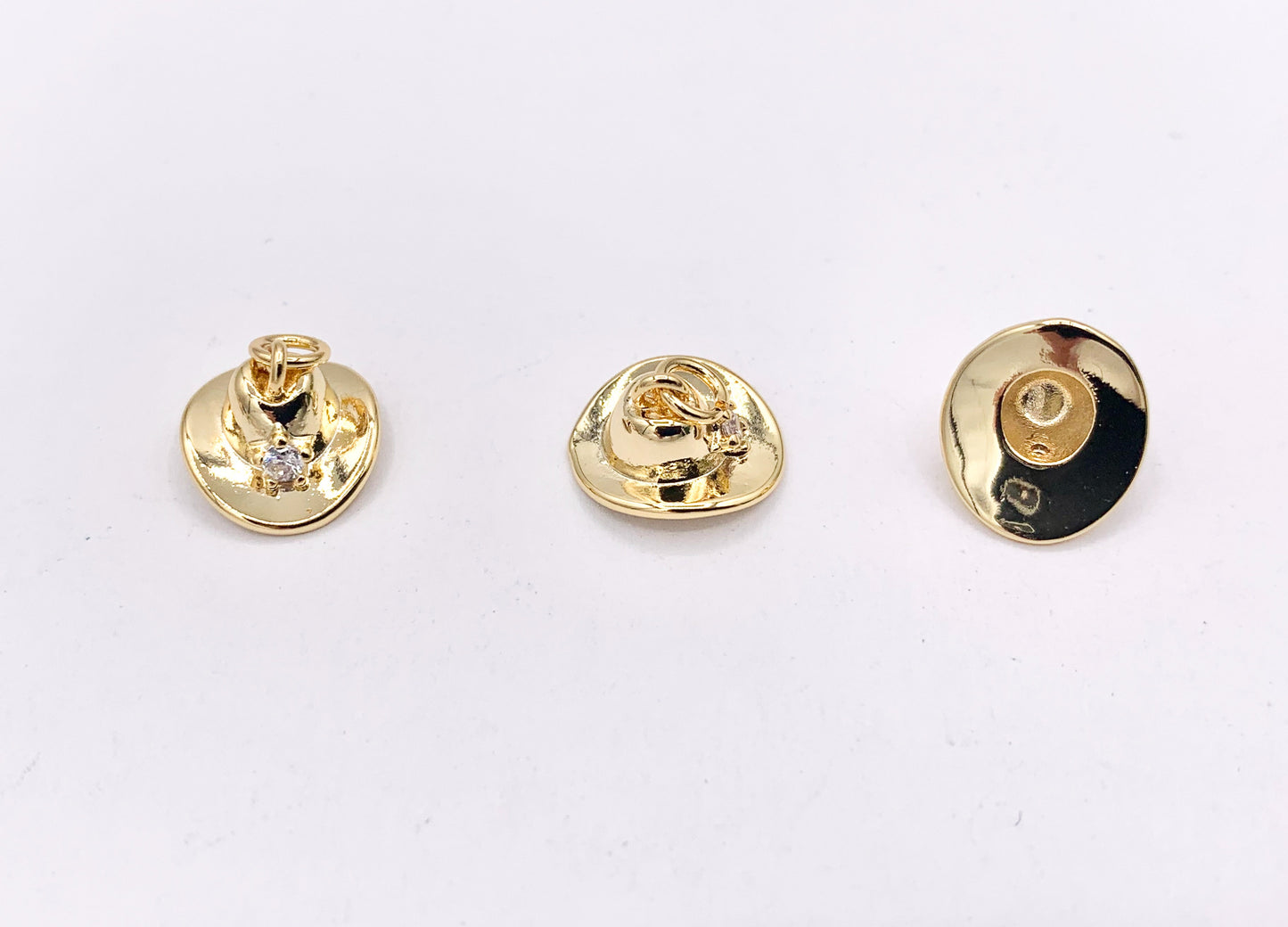 Cute Tiny Western Cowboy Hat with CZ Pave Star Texas Ranch Charms in 18K Gold Plated Copper 10 PCS