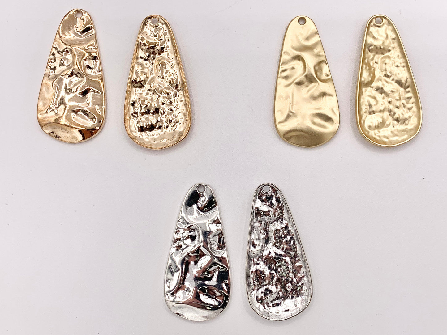 23x47mm Pewter Hammered Teardrop One Sided Large Pendants Bulk Order in Matte Gold, Gold, Silver, Brass and Gunmetal