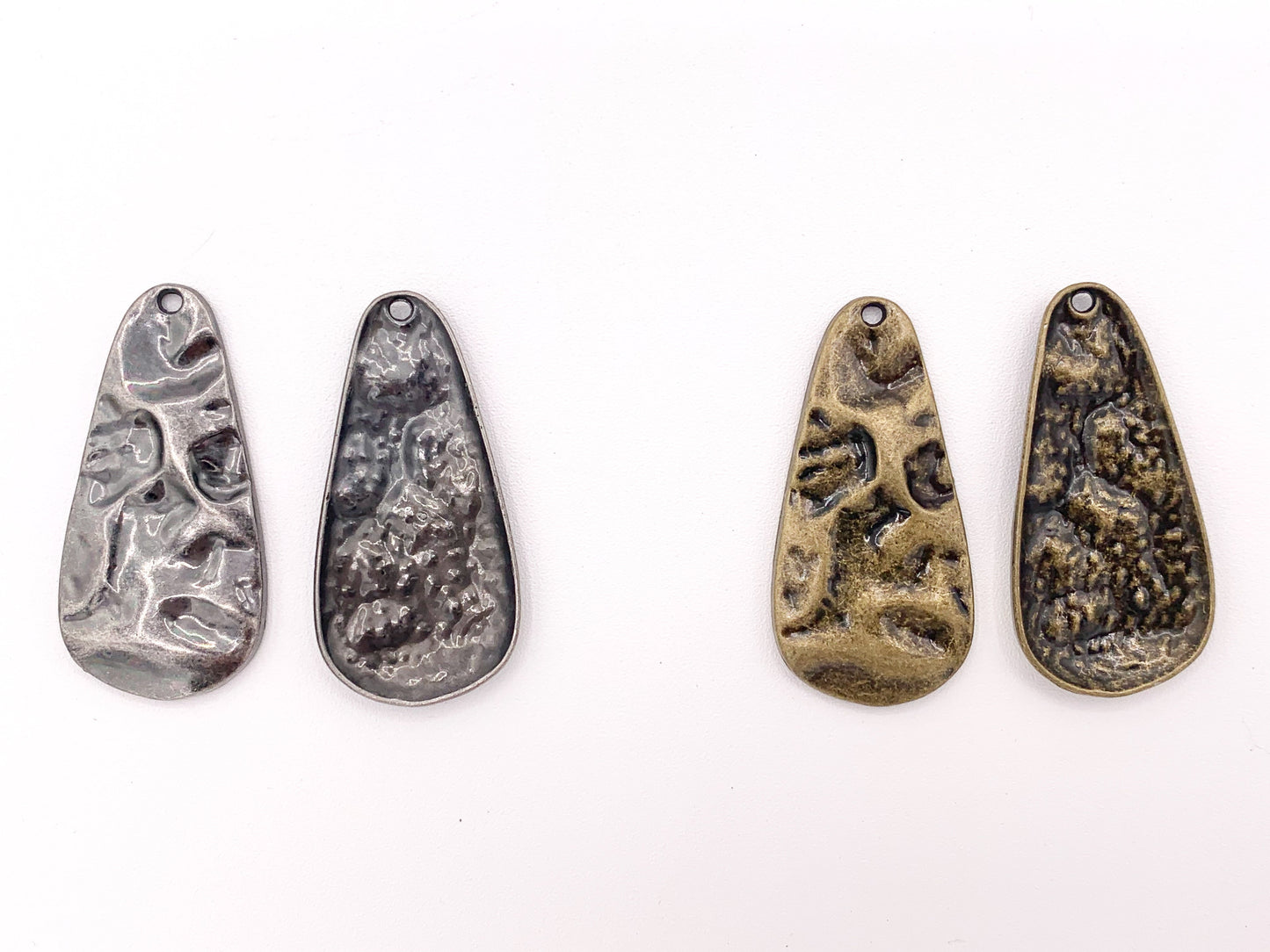 23x47mm Pewter Hammered Teardrop One Sided Large Pendants Bulk Order in Matte Gold, Gold, Silver, Brass and Gunmetal