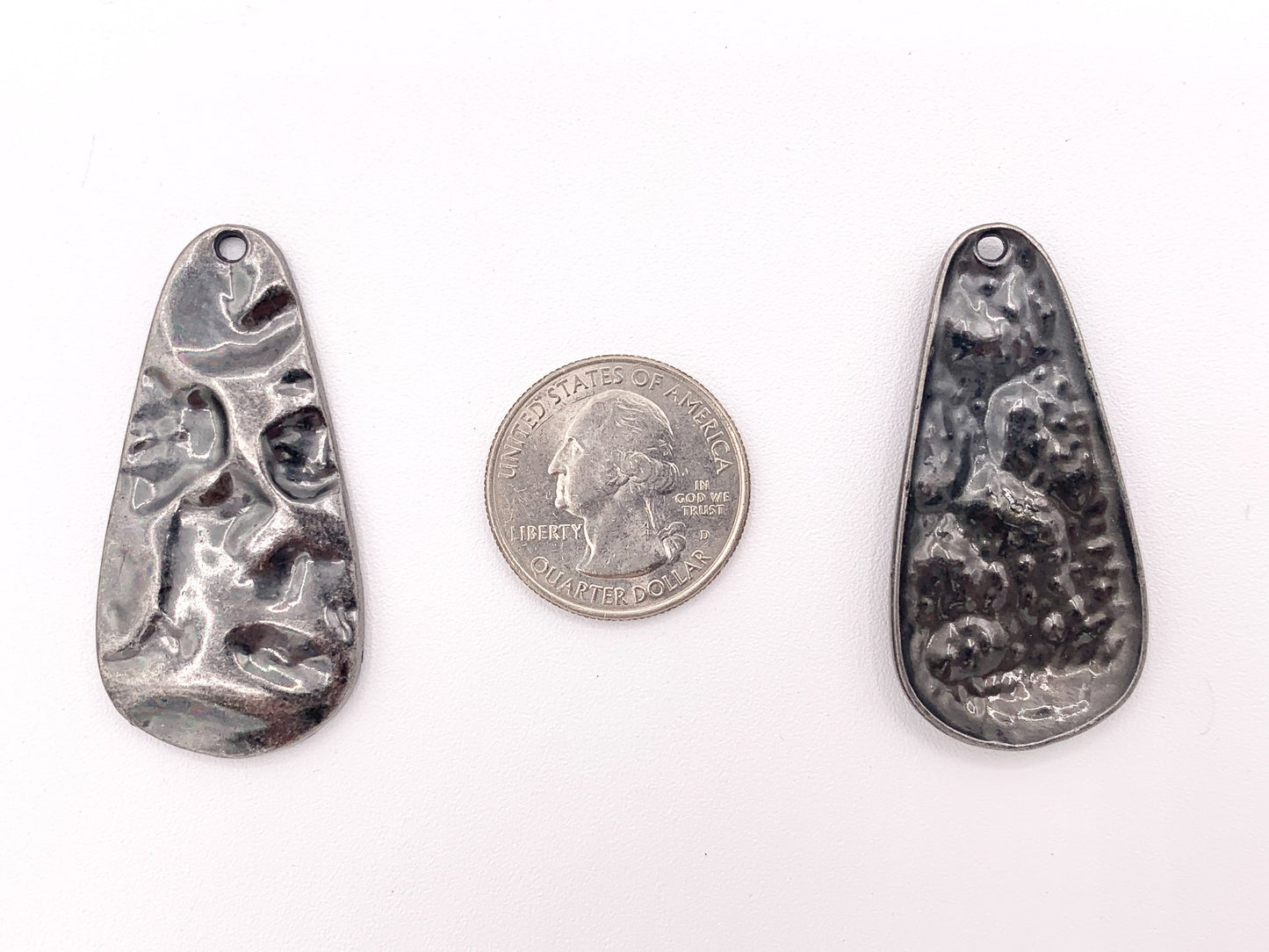 23x47mm Pewter Hammered Teardrop One Sided Large Pendants Bulk Order in Matte Gold, Gold, Silver, Brass and Gunmetal