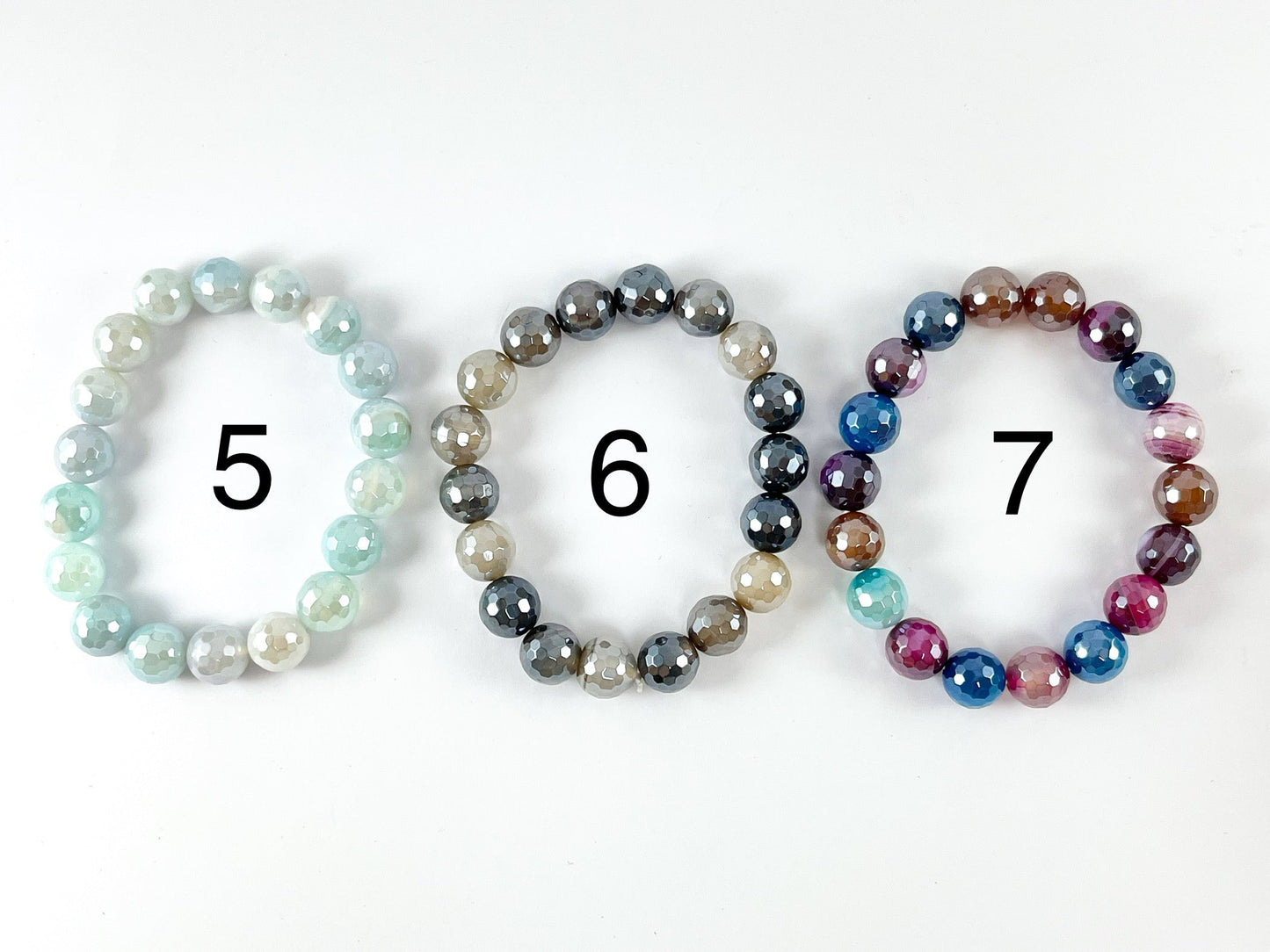 10mm Electroplated Sardonyx Shiny Polished Faceted Round Agate Stretchy Bracelets Hot Pink/ Purple/ Green/ Blue/ Aqua/ Brown/ Multicolor