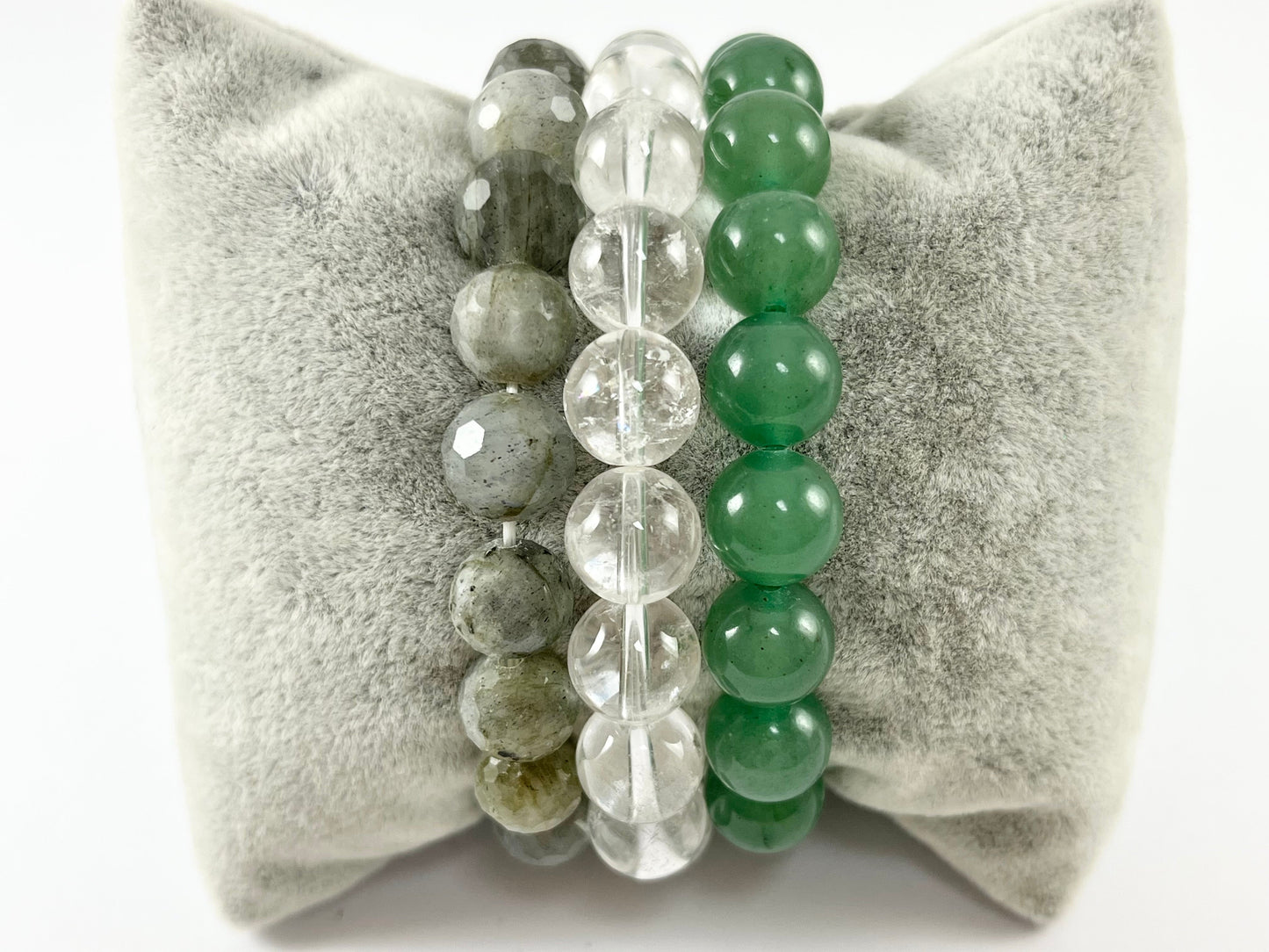 10mm Natural Stone Stretchy Bracelets Hand Cut Labradorite/ Clear Crackle Quartz/ Green Aventurine/ Aqua Terra/ Sodalite/ Coral Fossil